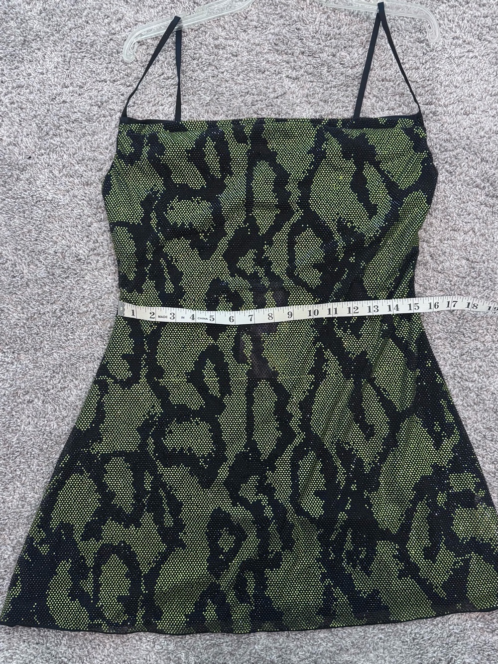 Oh Polly Dianara Green Snake-Print Sequin Mini Dress - Picture 7 of 9